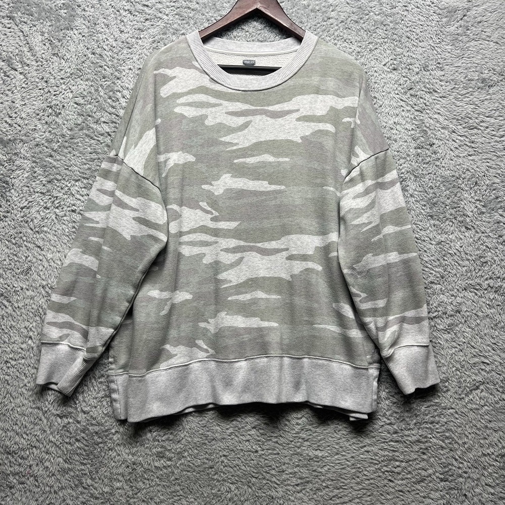 Aerie Oversized Deresrt Camo Sweatshirt Womens XL Gray Green Relaxed Lounge‎